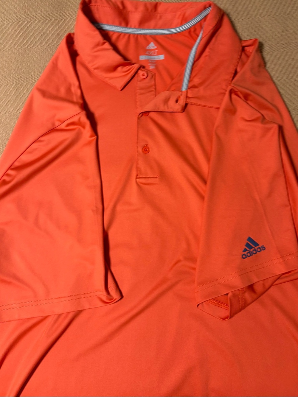adidas Bright Orange Golf Polo with Blue Logo